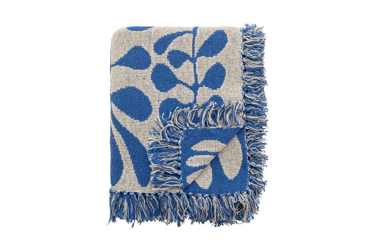 Luxusbetten24 Amal Überwurfdecke aus Recycelter Baumwolle 160x130 Blau