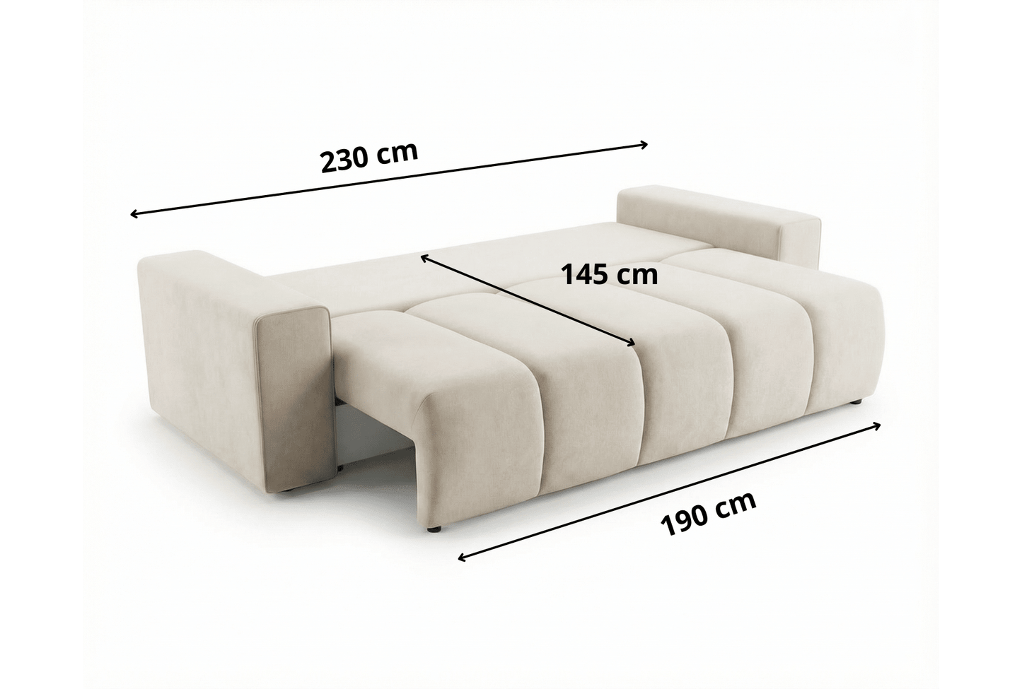 Luxusbetten24 Vena 3‑Sitzer Sofa mit Stauraum und Schlaffunktion, Samt