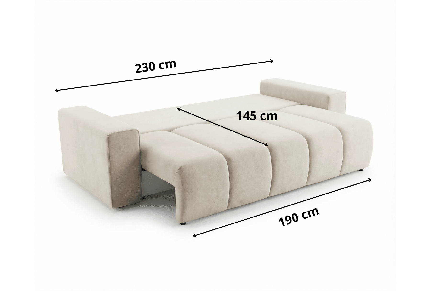 Luxusbetten24 Vena 3‑Sitzer Sofa mit Stauraum und Schlaffunktion, Samt
