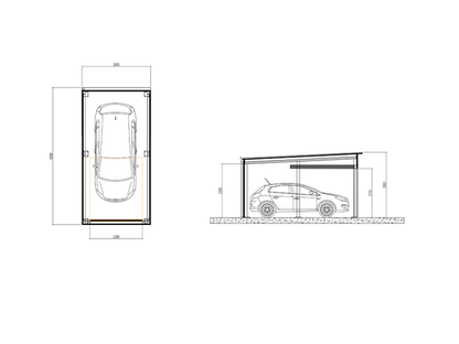 Garagenbox 11 m Länge, 3 m Breite, 3 m Höhe – Isolierte Fertiggarage