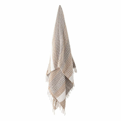 Luxusbetten24 Überwurfdecke Mana aus recycelter Baumwolle 160x130 Natur