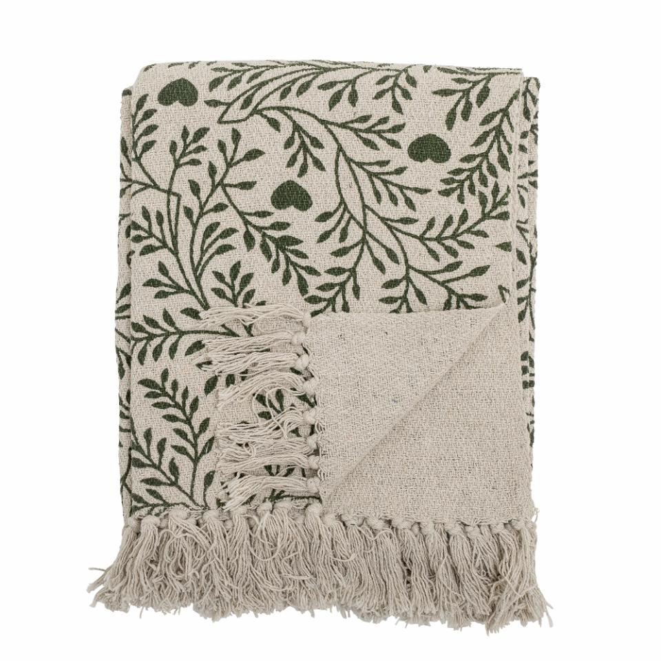 Luxusbetten24 Wattle Überwurfdecke Recycelte Baumwolle Grün 160x130