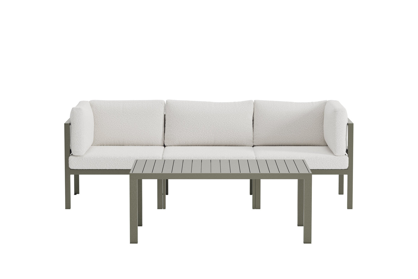 Luxusbetten24 Torena Garten Loungeset 2+1 Weißes Sofa mit Tisch