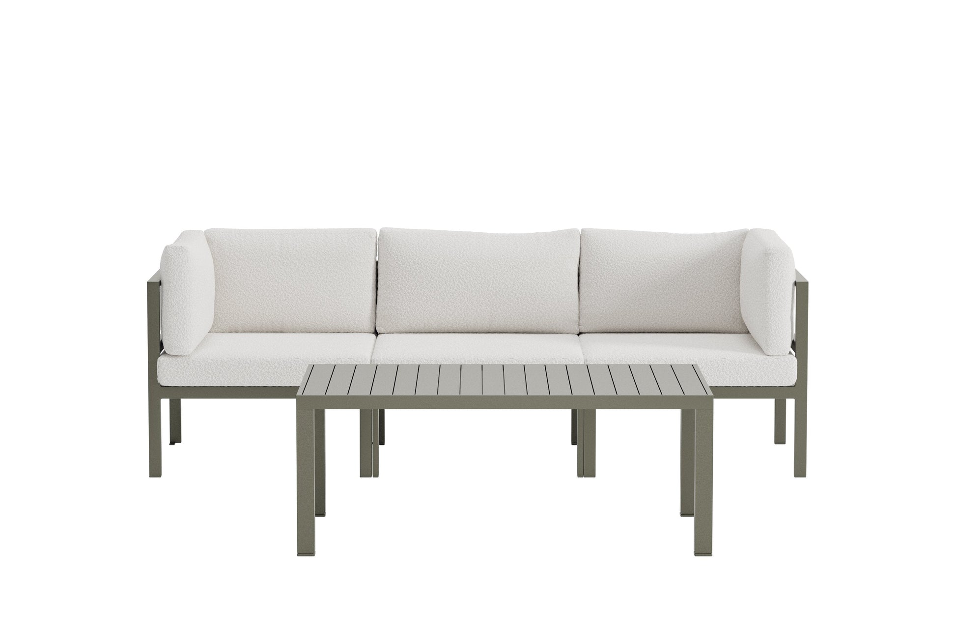 Luxusbetten24 Torena Garten Loungeset 2+1 Weißes Sofa mit Tisch