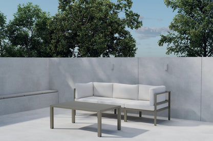 Luxusbetten24 Torena Garten Loungeset 2+1 Weißes Sofa mit Tisch