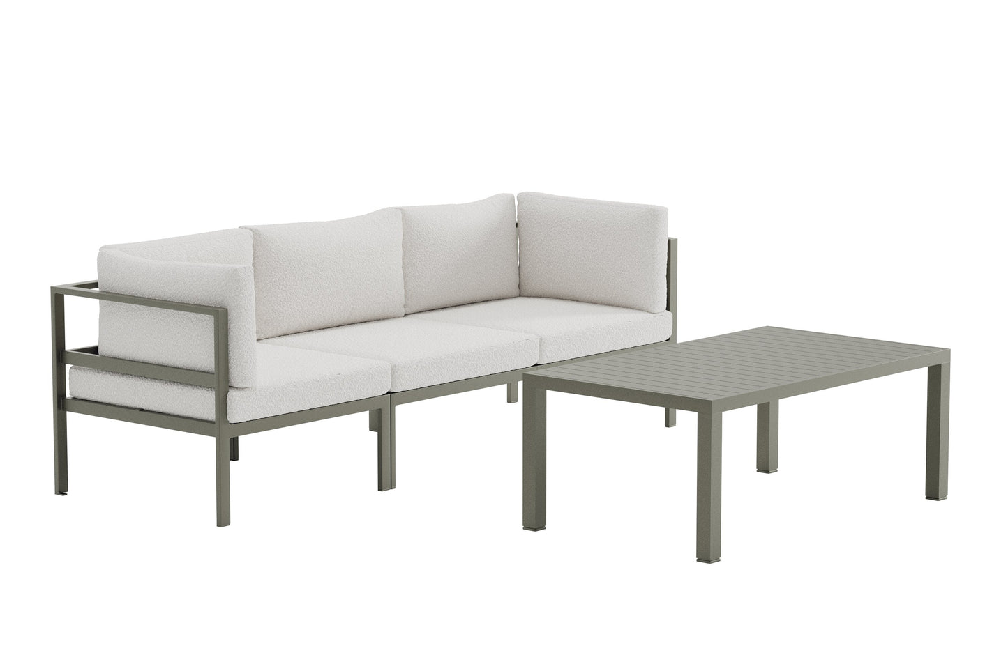Luxusbetten24 Torena Garten Loungeset 2+1 Weißes Sofa mit Tisch