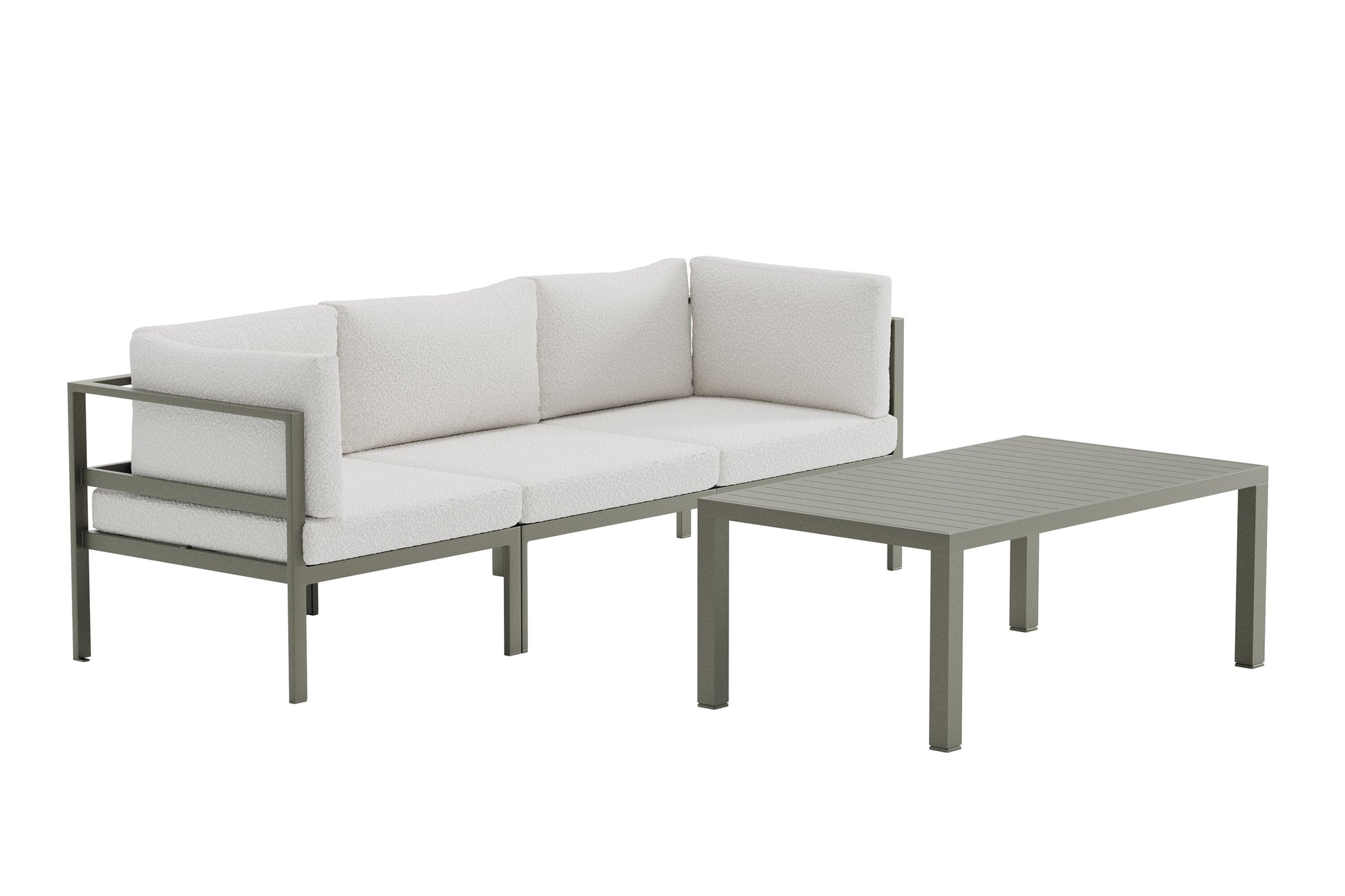 Luxusbetten24 Torena Garten Loungeset 2+1 Weißes Sofa mit Tisch