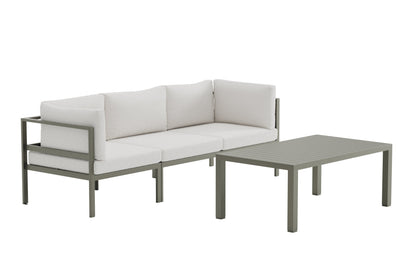 Luxusbetten24 Torena Garten Loungeset 2+1 Weißes Sofa mit Tisch
