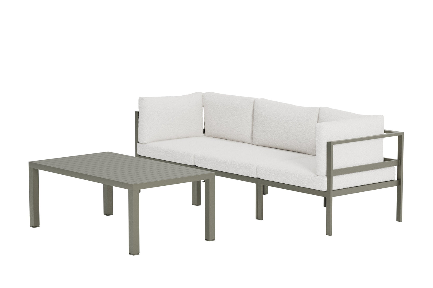 Luxusbetten24 Torena Garten Loungeset 2+1 Weißes Sofa mit Tisch