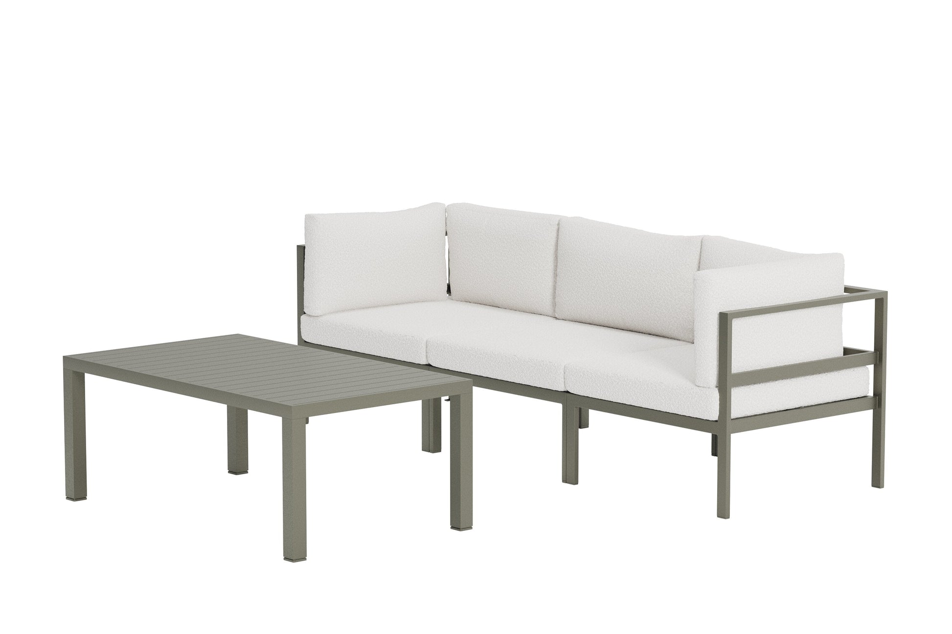 Luxusbetten24 Torena Garten Loungeset 2+1 Weißes Sofa mit Tisch