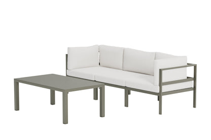 Luxusbetten24 Torena Garten Loungeset 2+1 Weißes Sofa mit Tisch