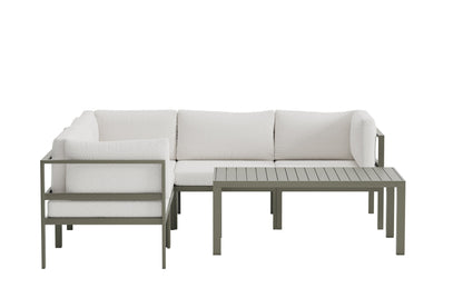 Luxusbetten24 Torena Gartenloungeset – Großes Ecksofa Weiß mit Tisch