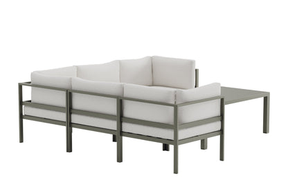 Luxusbetten24 Torena Gartenloungeset – Großes Ecksofa Weiß mit Tisch
