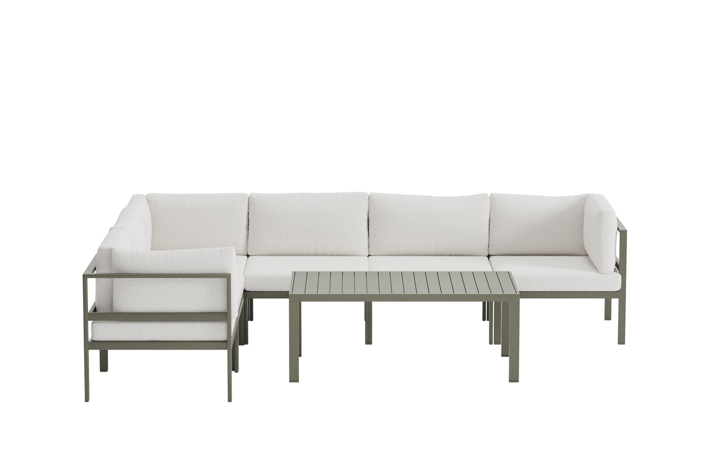 Torena 3+3 Garten Loungeset Großes Ecksofa Weiß mit Tisch
