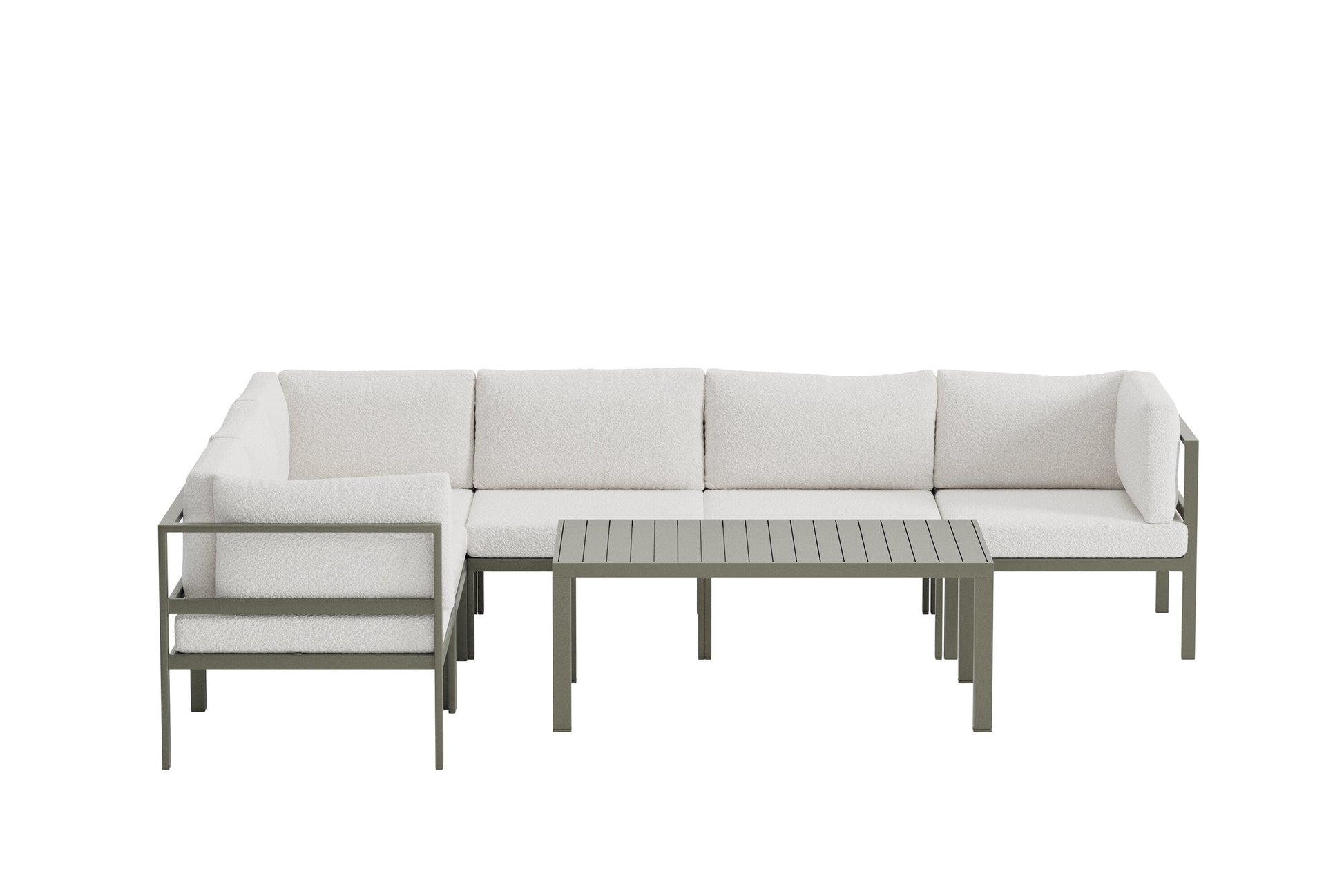 Torena 3+3 Garten Loungeset Großes Ecksofa Weiß mit Tisch