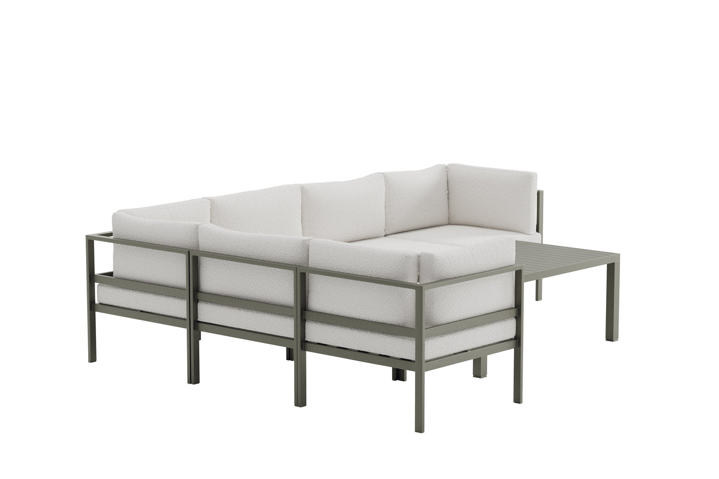 Torena 3+3 Garten Loungeset Großes Ecksofa Weiß mit Tisch