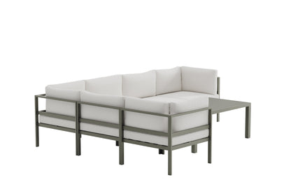 Torena 3+3 Garten Loungeset Großes Ecksofa Weiß mit Tisch