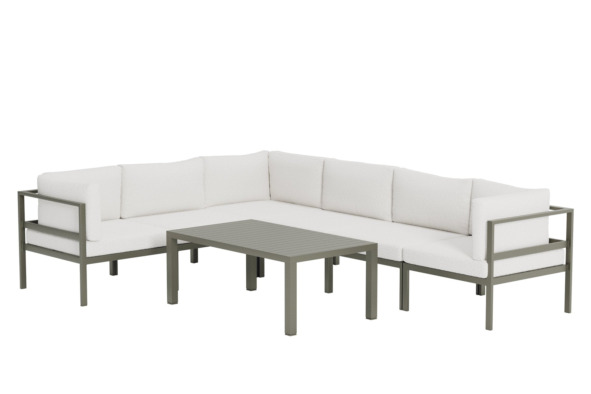 Torena 3+3 Garten Loungeset Großes Ecksofa Weiß mit Tisch