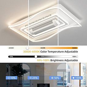 Bextsrack Ventilador de Techo Sin Aspas LED 180W 105×65 cm