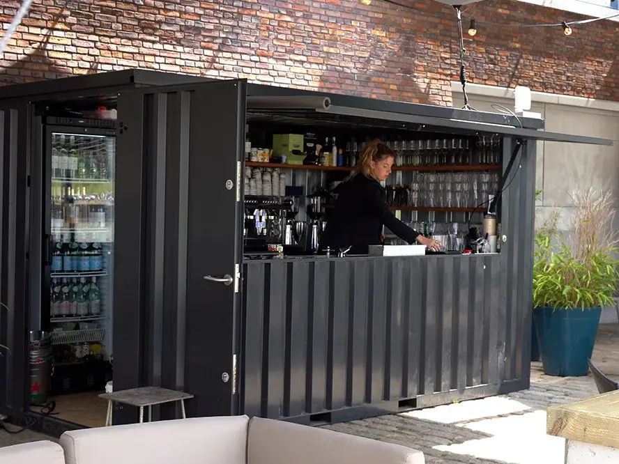 Demontierbarer Container Bar 6×2 m XL Groß Blau RAL 5015