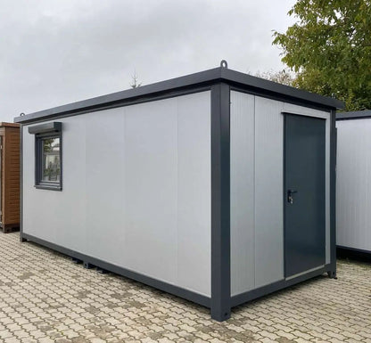 Bürocontainer Mit Rollläden 6×2,40 m Stahlrahmen Isoliert