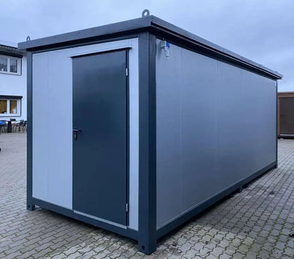 Bürocontainer Mit Rollläden 6×2,40 m Stahlrahmen Isoliert