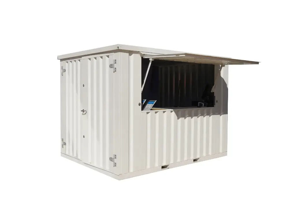 Barcontainer XL 3×2 m Weiß RAL 9016, modular und robust