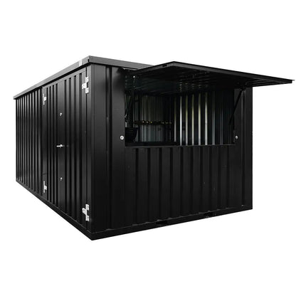 Demontierbarer Metall‑Barcontainer XL 4×3 m Schwarz RAL 9005 Selbsttragendes Modul