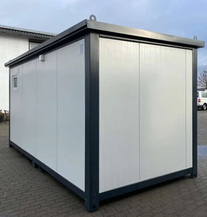 Bürocontainer 5×2,20 m Mit Sanitär Und LED Robuste Stahlkonstruktion