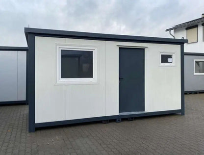Bürocontainer 5×2,20 m Mit Sanitär Und LED Robuste Stahlkonstruktion