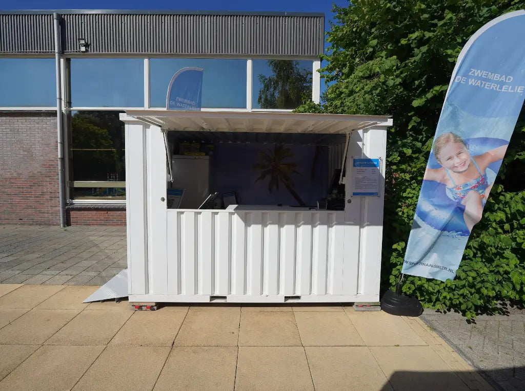 Barcontainer XL 3×2 m Weiß RAL 9016, modular und robust