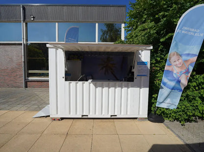 Barcontainer XL 3×2 m Weiß RAL 9016, modular und robust