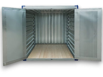 Ecobox 3 m Zinkblech-Box Lagerbehälter mit Doppelttür und Holzboden