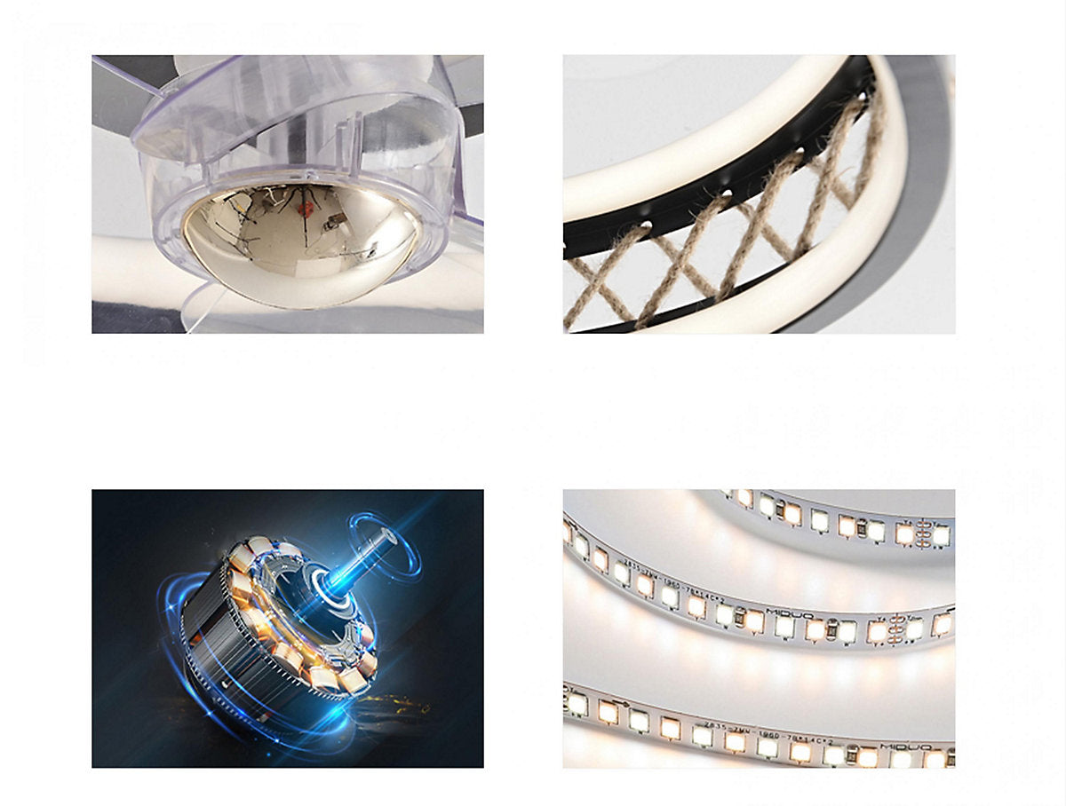 Purline Ventilador de Techo LED con Acabado de Cuerda