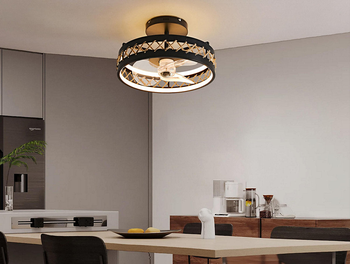 Purline Ventilador de Techo LED con Acabado de Cuerda
