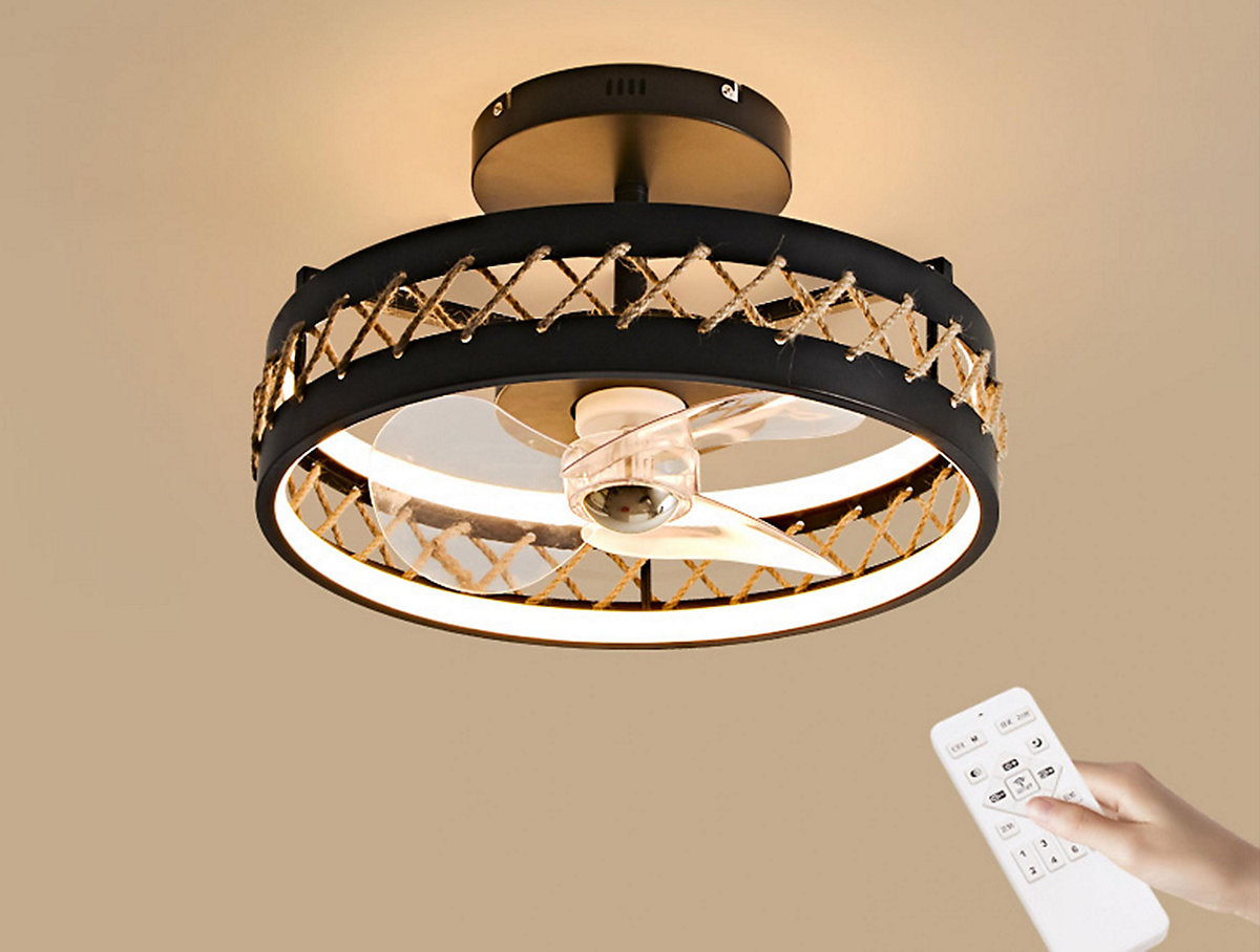 Purline Ventilador de Techo LED con Acabado de Cuerda