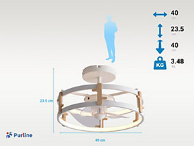 Purline Lámpara Ventilador LED con Detalles de Madera