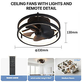 Bextsrack Ventilador De Techo 33cm 2 En 1 Luz Negra