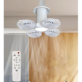 Mini ventilador LED E27 con mando a distancia, plegable, 3 velocidades, 14x15 cm