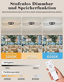 Nettlife Ventilador de Techo LED 94 cm 6 Velocidades Remoto