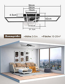 Nettlife Ventilador de Techo LED 94 cm 6 Velocidades Remoto