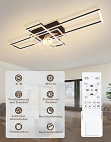 Nettlife Ventilador de Techo LED 94 cm 6 Velocidades Remoto