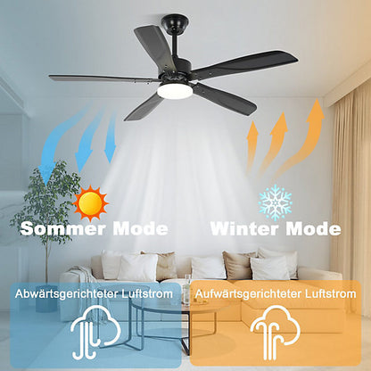 Nettlife Ventilador de Techo con Iluminación LED Silencioso 23W Negro 125 cm