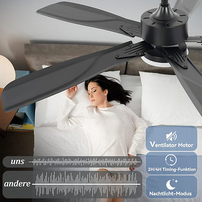 Nettlife Ventilador de Techo con Iluminación LED Silencioso 23W Negro 125 cm