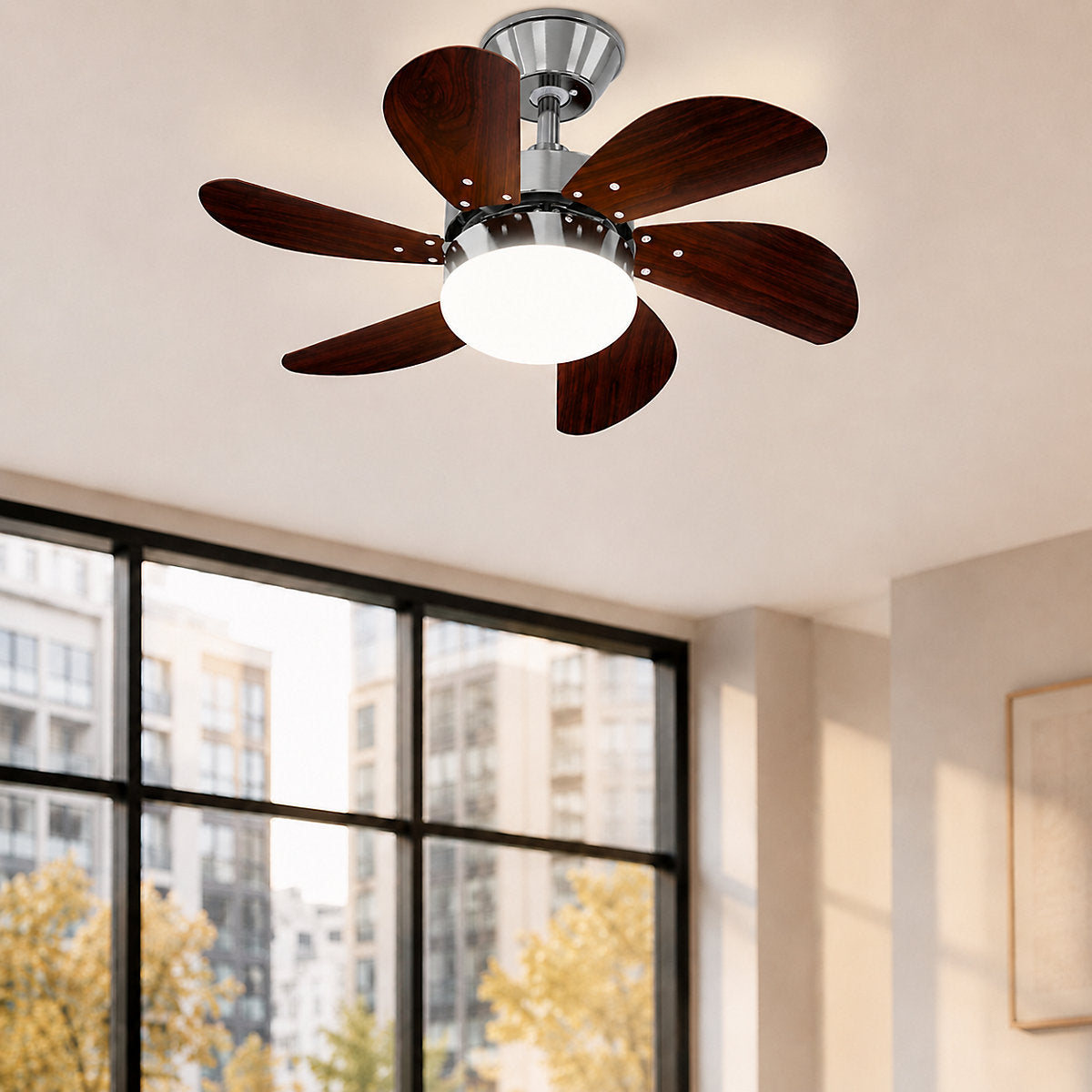 Nettlife Ventilador de techo silencioso 6 palas con luz