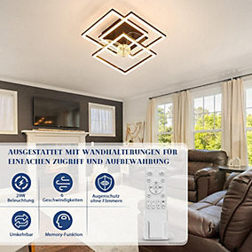 Nettlife Ventilador de Techo LED Negro Silencioso 6 Velocidades