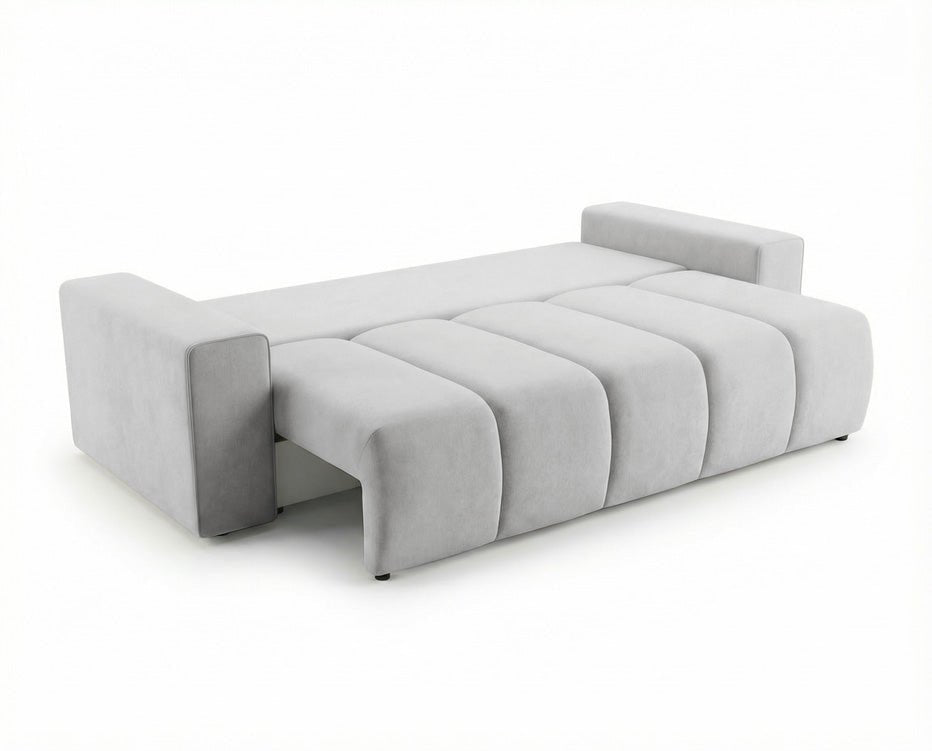 Luxusbetten24 Vena 3‑Sitzer Sofa mit Stauraum und Schlaffunktion, Samt