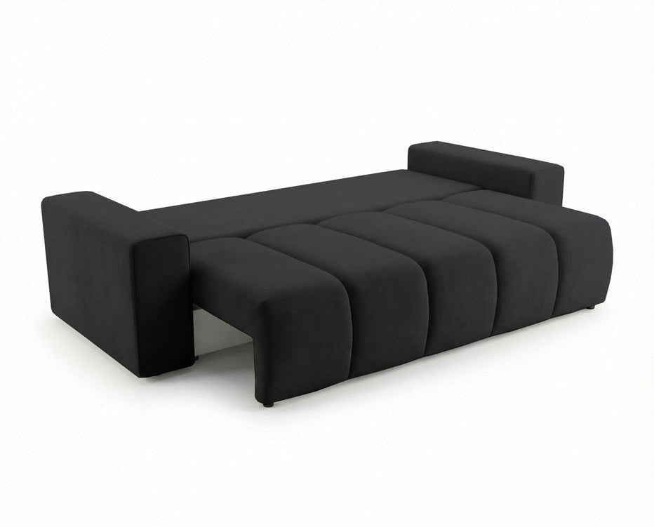 Luxusbetten24 Vena 3‑Sitzer Sofa mit Stauraum und Schlaffunktion, Samt