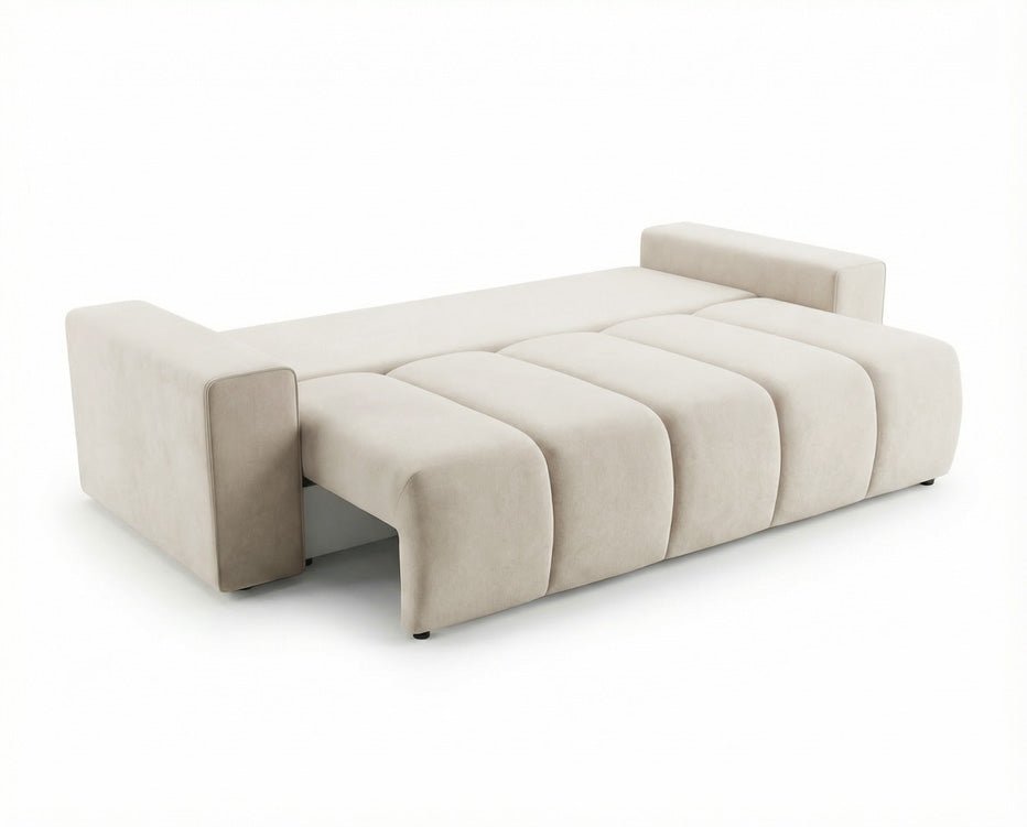 Luxusbetten24 Vena 3‑Sitzer Sofa mit Stauraum und Schlaffunktion, Samt