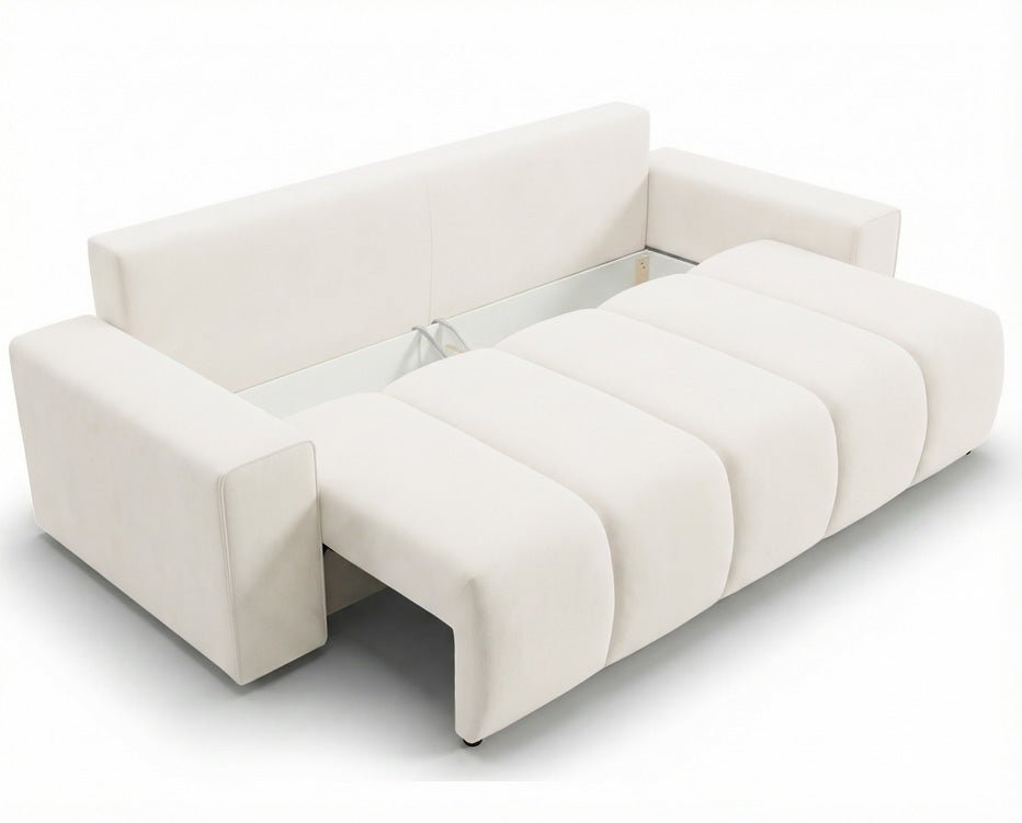 Luxusbetten24 Vena 3‑Sitzer Sofa mit Stauraum und Schlaffunktion, Samt
